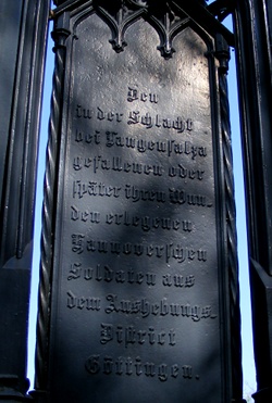 Kriegerdenkmal - Schlacht bei Langensalza - Inschrift