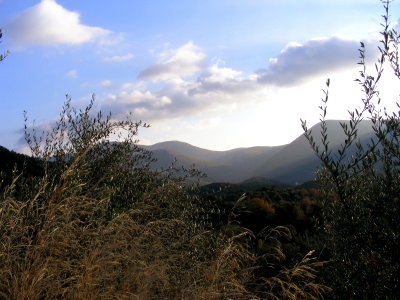 Blick auf die Berge von Plataria